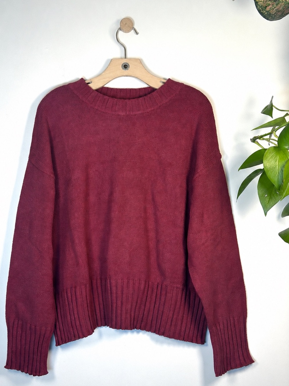 GAP Crewneck Sweater Burgundy Red Ribbed Trim NWT Women’s XXL